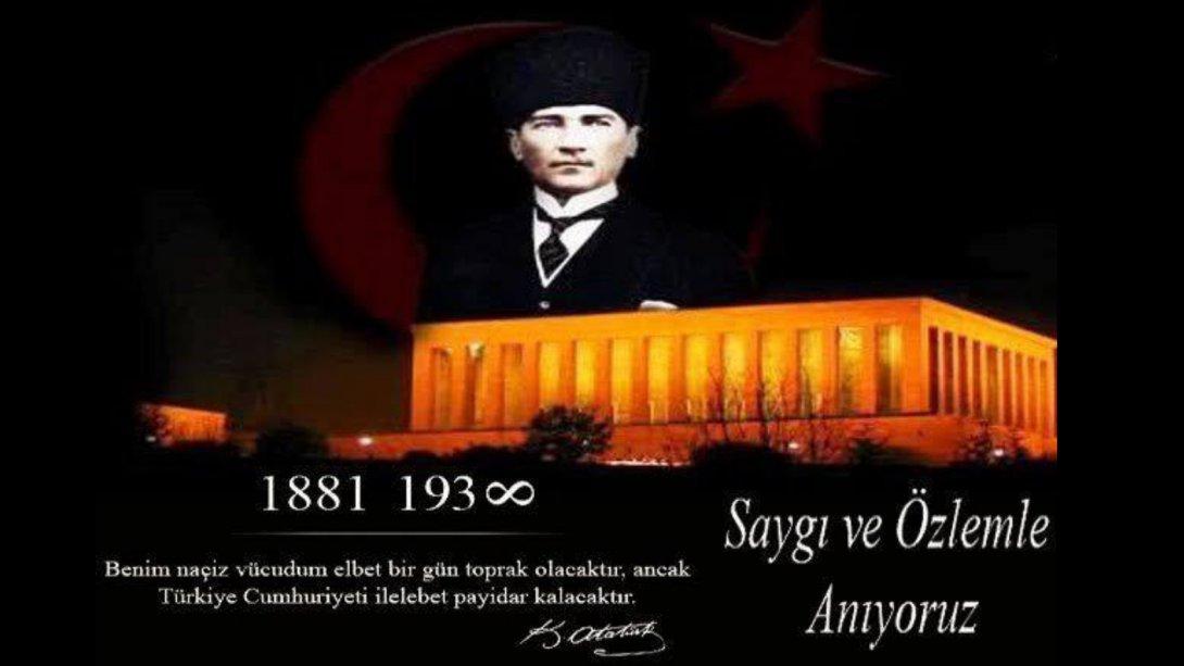 İlçe Millî Eğitim Müdürümüz Sayın Murat KAFLI'nın 10 Kasım Atatürk'ü Anma Mesajı...